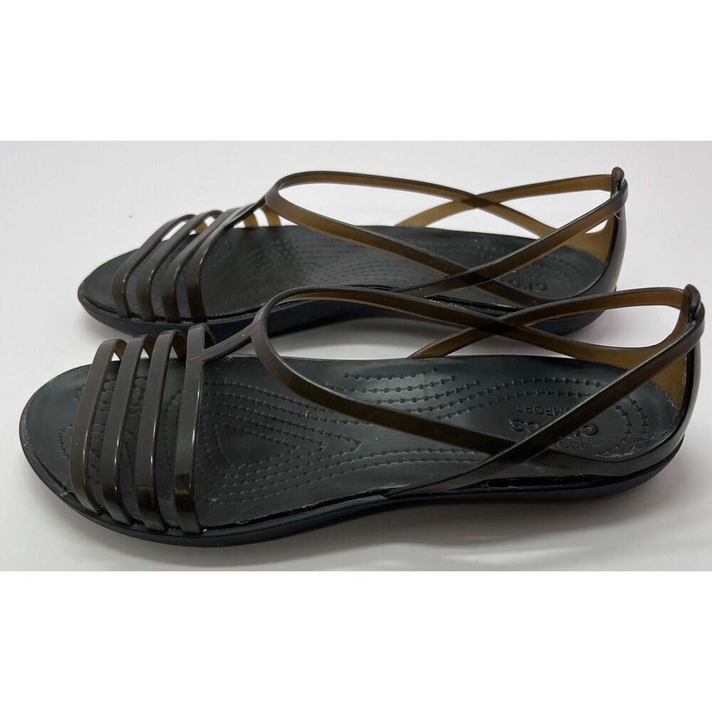 Crocs Iconic Isabella Strappy Women's Size 7 Jelly Sandals T Strap Black